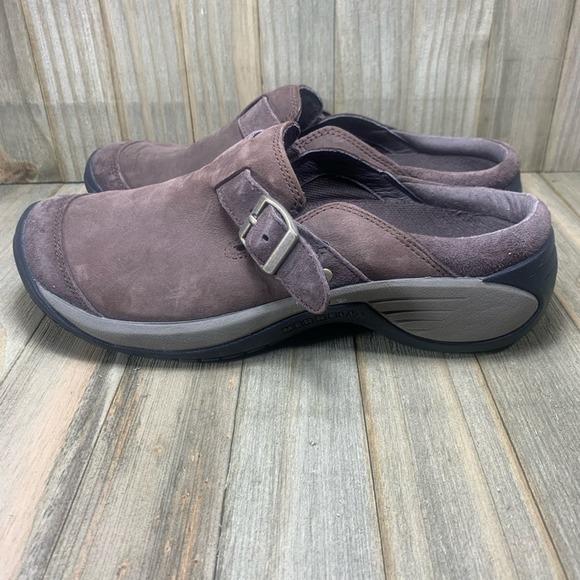 MERRELL MOC Brown Buckle Braken Slide On Mule Clog Women’s Size 6.5 - Picture 1 of 8